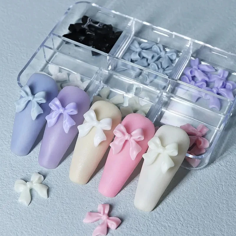 30 sztuk Kawaii Mini Bow 3D śliczne ozdoby do paznokci matowe motylkowe paznokcie Charms wzory DIY akcesoria do paznokci z żywicy