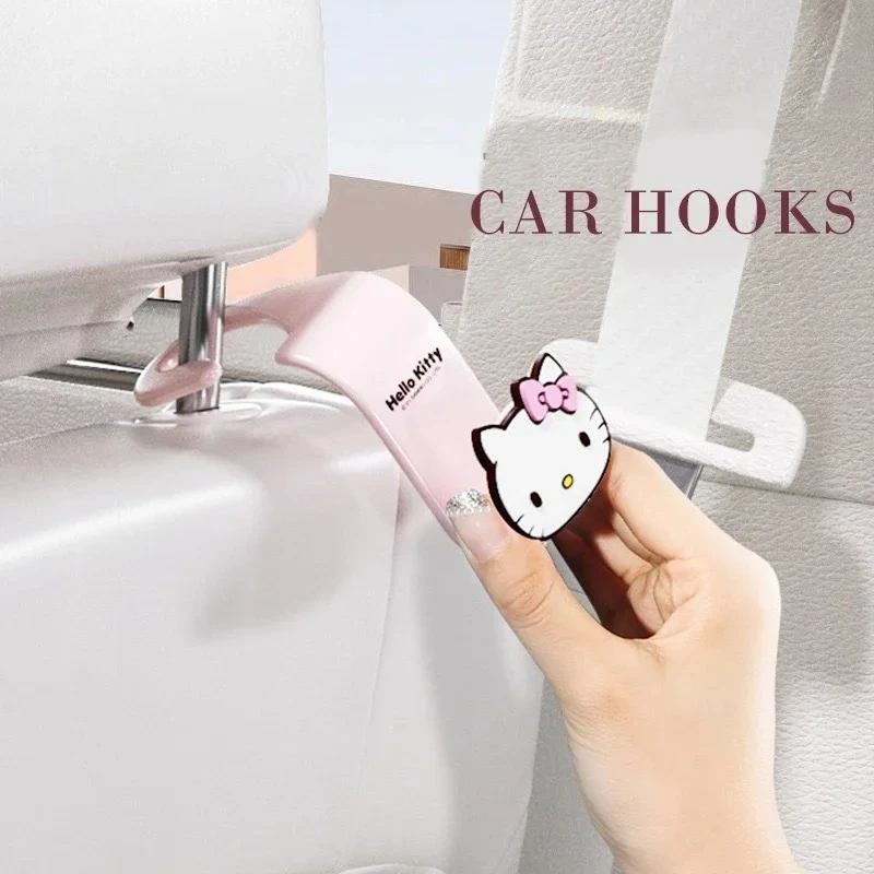 

Cartoon Car Hook Kawaii Cat Seat Back MultiFunctional Rear Storage Hanger Cartoon Pattern Black Pink Fashion Bracket Secure Girl