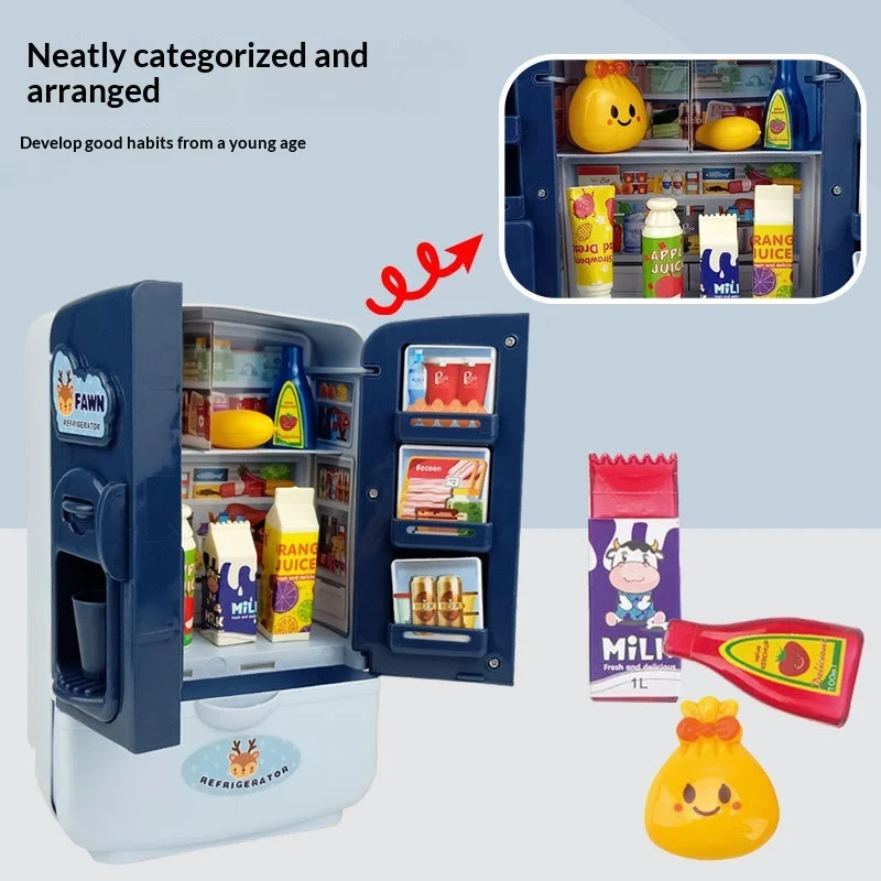 Simulation Refrigerator Kitchen Toy Double Door Mini Household Appliance Refrigerator Toy