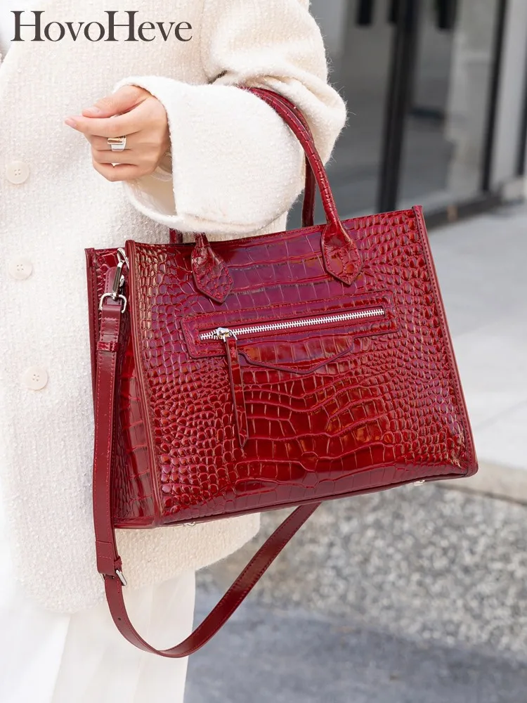 

Office Ladies Buckle Zipper Single Shoulder Bag Genuine Leather Alligator Pattern Ladies Fashion Designer Handbag Crossbody Bags