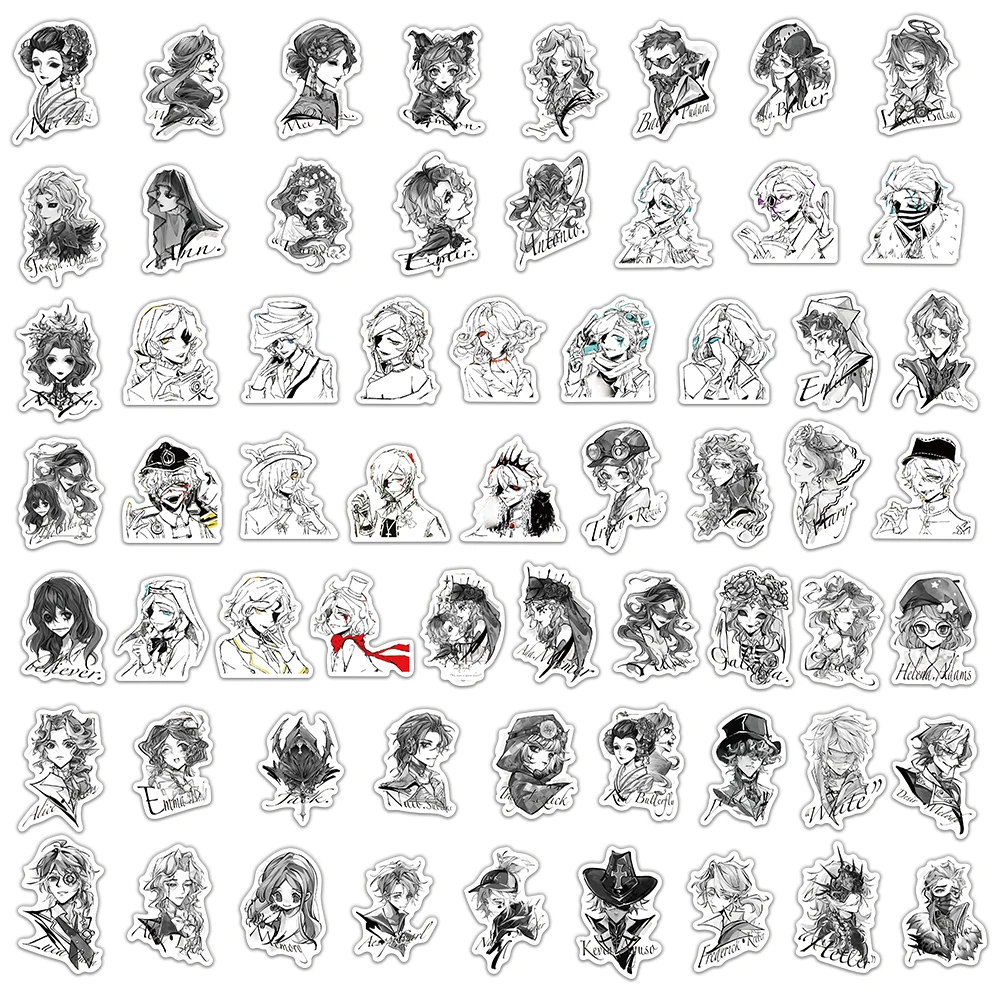 62 قطعة من ملصقات الشخصية الخامسة باللونين الأبيض والأسود، كتيبات رائعة، مادة الهاتف، حقائب الكمبيوتر المحمول، أكواب مياه مقاومة للماء #4