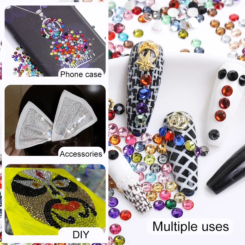 3D Resin Rhinestones Flatback Round Stones Decoration Glitter Crystals Diy For Clothes Diamante Gems 3 4 5 6mm (no Hotfix)