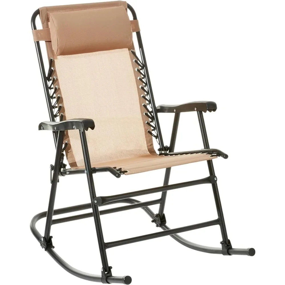 

Zero Gravity Folding Lounge Rocker With Pillow Chairs Alloy Steel Beige Outdoor Furniture