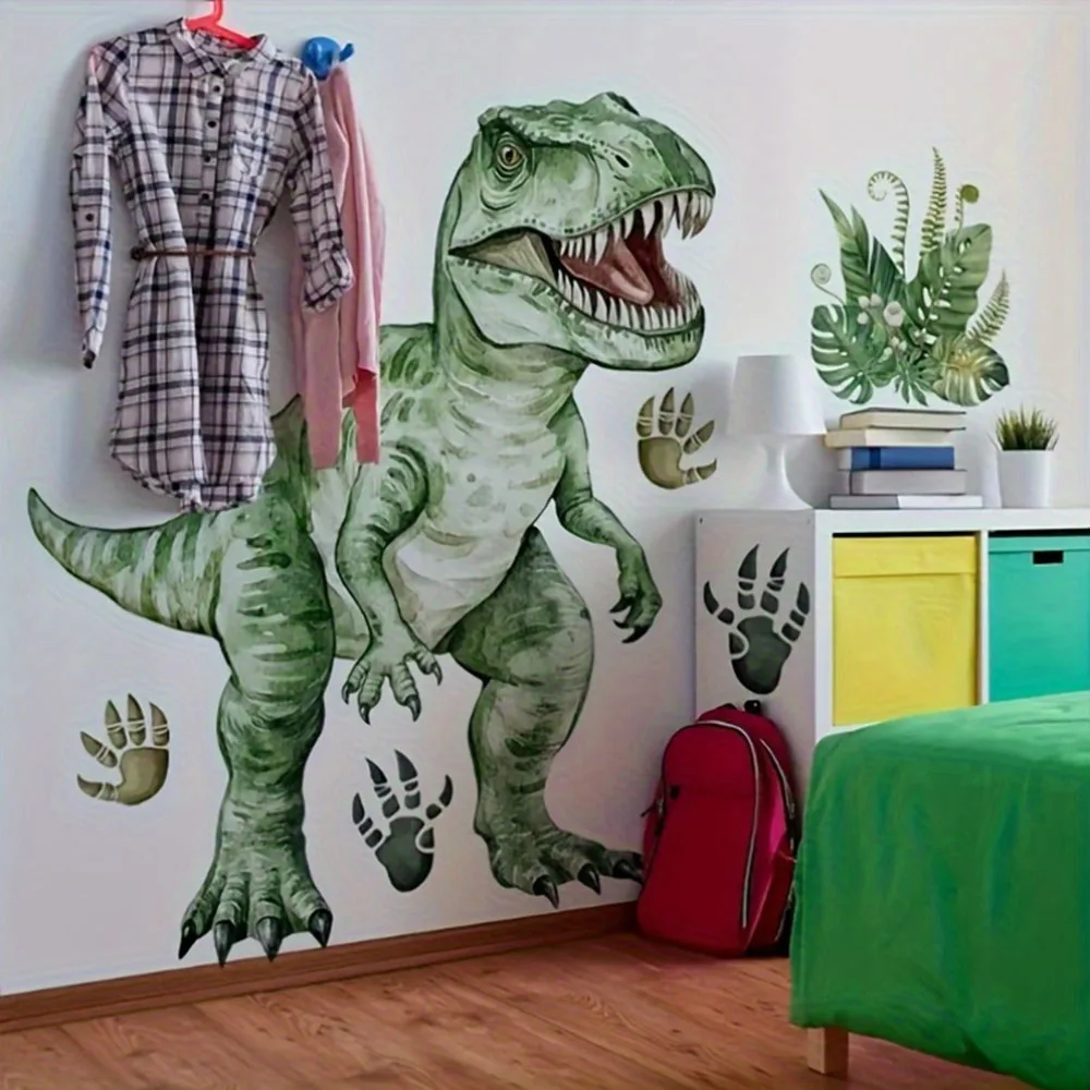 Large Cartoon Roar Dinosaur Wall Stickers Baby Nursery Kids Room Jungle Animal Dino Wall Decals Playroom Home Decor