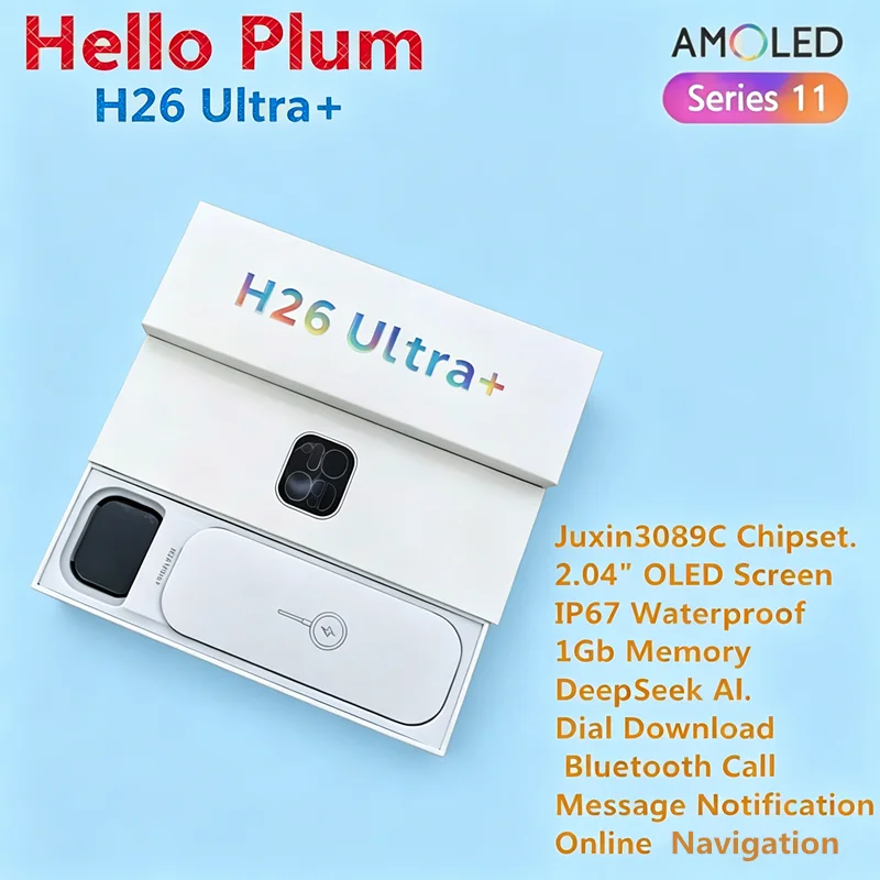 Reloj Inteligente 2026, Modelo H26 Ultra Plus Hello Watch Serie 3, Pantalla AMOLED de 49 mm, Frecuencia Cardíaca, Música, Modo Deportivo, para Hombre y Mujer