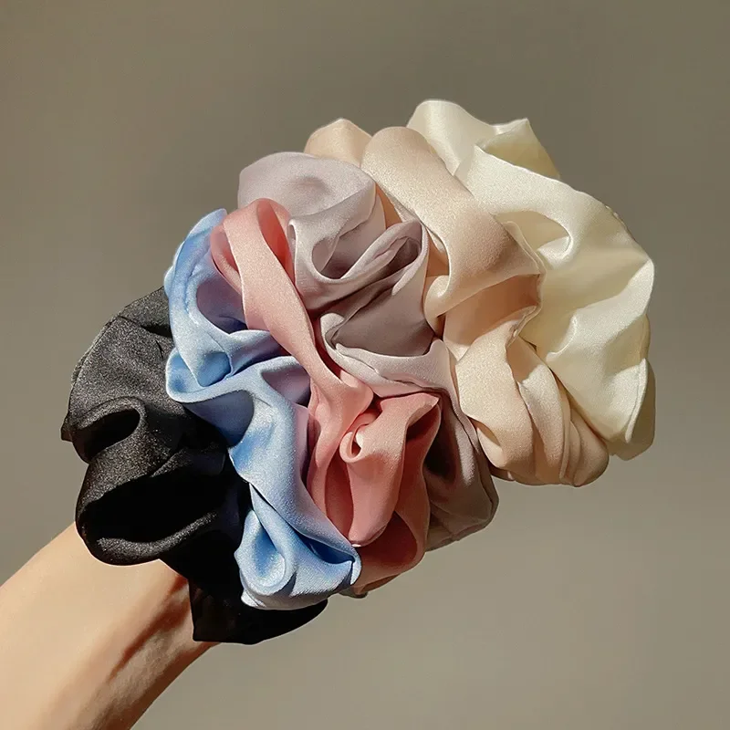 Custom High-End Satin Large Intestine Hair Band Fat Intestine Light Luxury Headrope High Ponytail Hair Rope Butterfly Jewelry