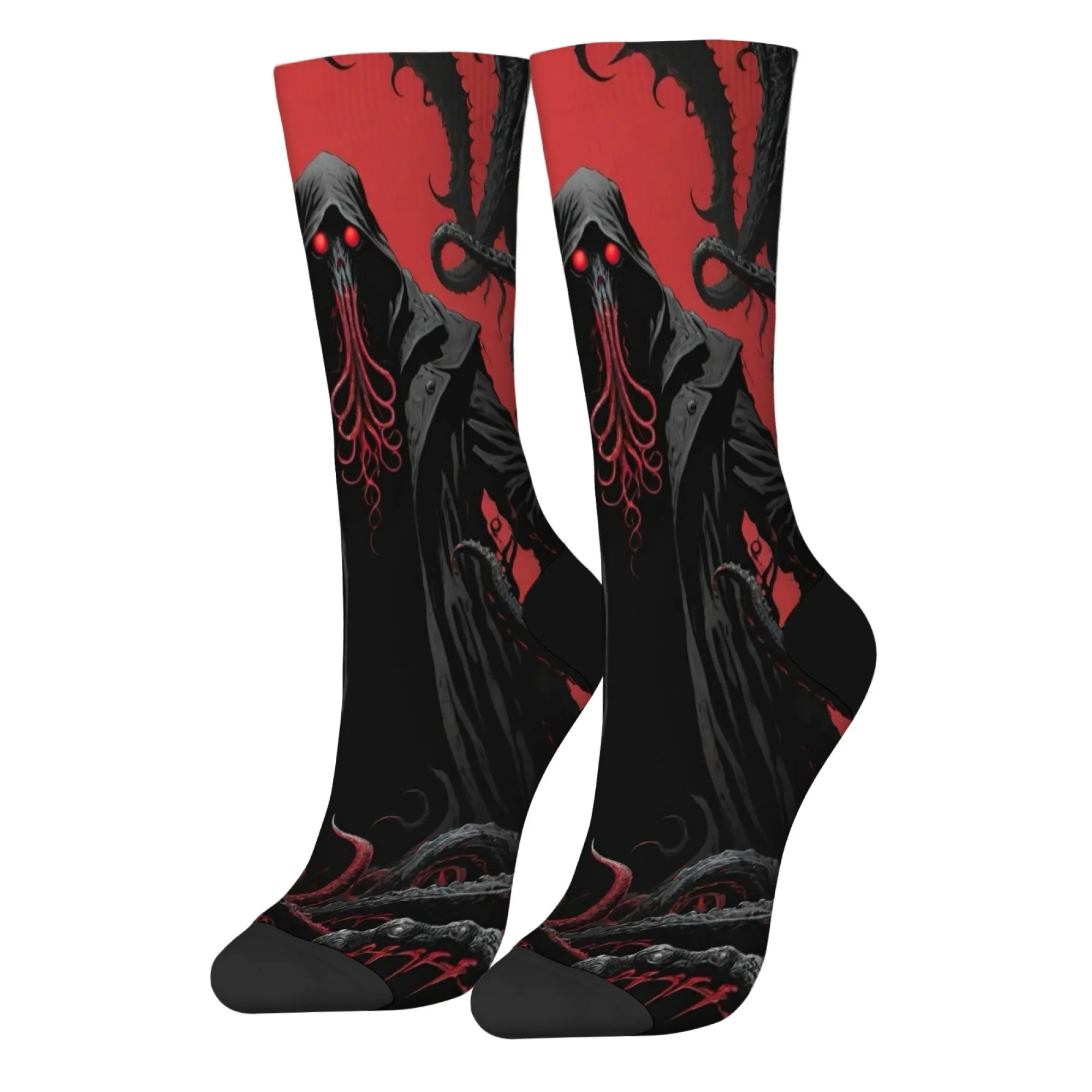 유니섹스 크툴루 다크 미스티컬 텐타클 크루 양말 예술적 프린트 크툴루 팬 및 고딕 스트리트웨어 애호가를 위한 부드럽고 편안한 양말