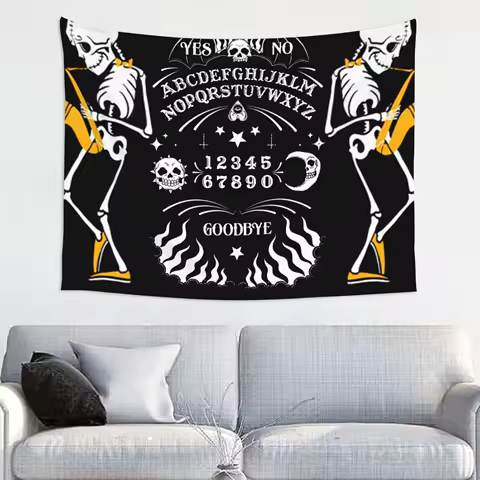 Funny Skeleton Spirit Board Sun Moon Goth Skull Black Fashionable And Lightweight Interior Decorative Wall Tapestry