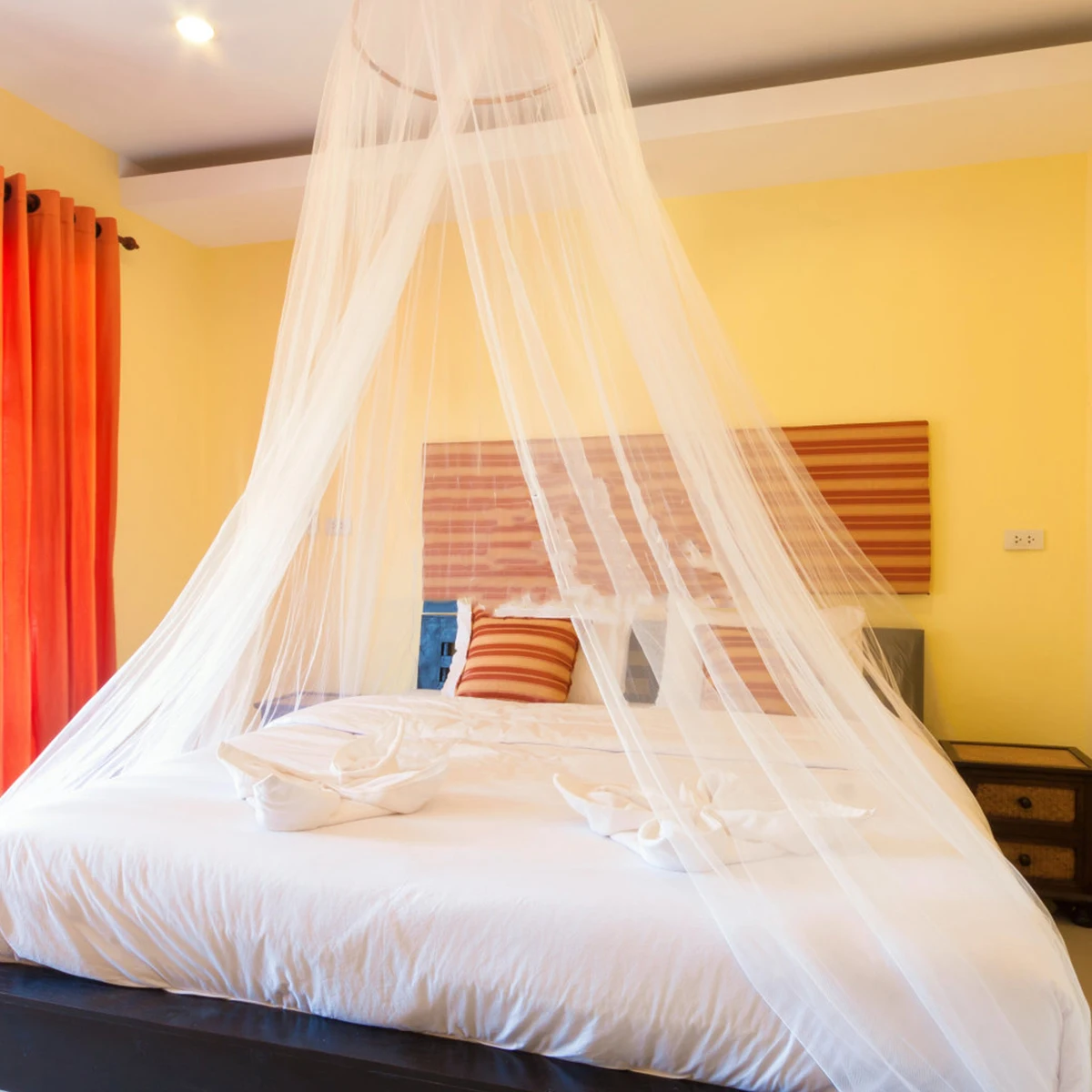 

Hanging Dome Mosquito Net Bed Curtain Bedroom Palace White Polyester Lightweight Sturdy Fine Mesh Baby Tent Blocks Insects Dust