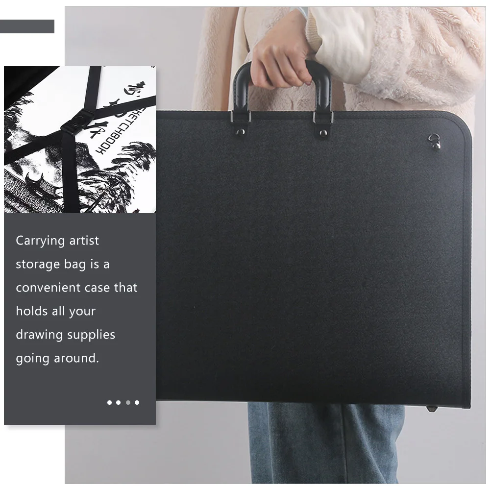 

Art Drawing Storage Bag Oxford Fabric Portable Artist Carry Case For A3 Sketchbooks Pencils Brushes Lightweight Handle Durable