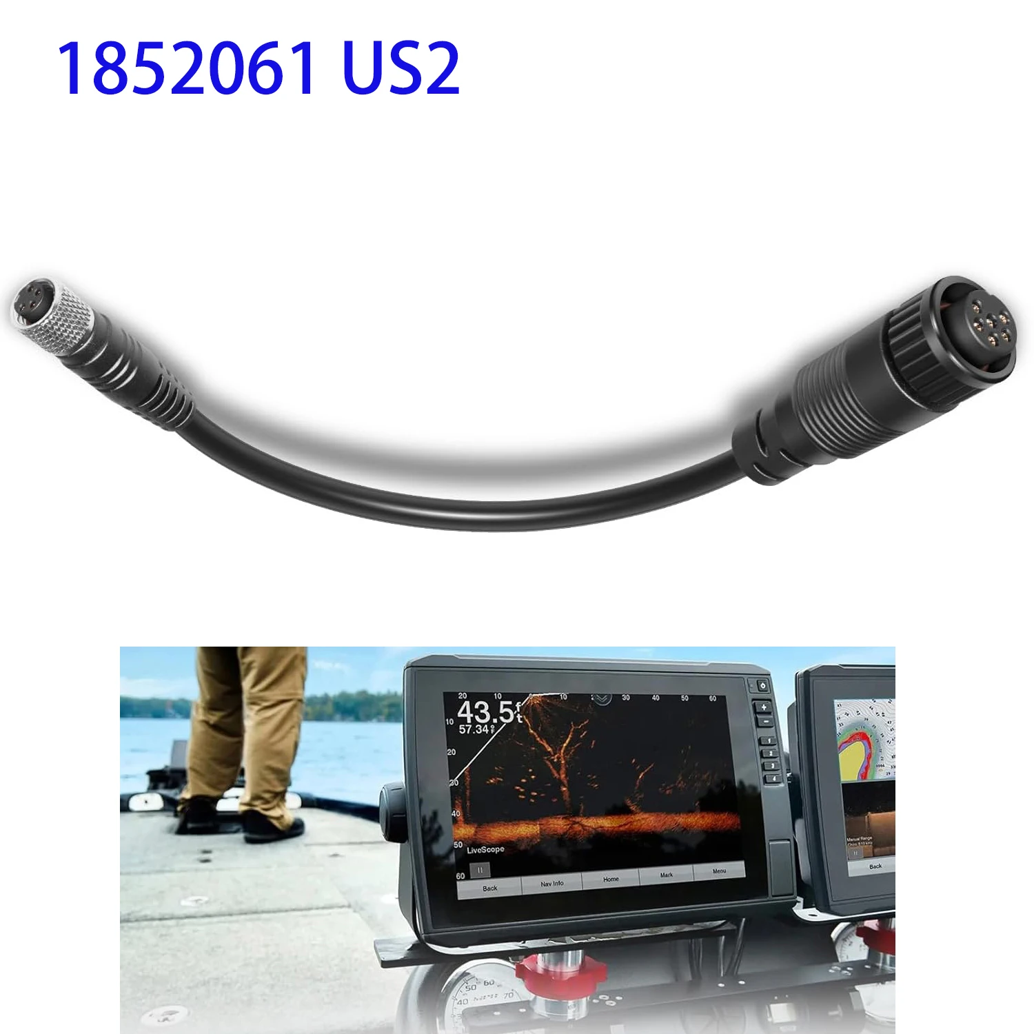 Cabo Adaptador Universal Sonar 2 de 6 Pinos para Motores de Pesca Garmin Fishfinder 80 90 100 120 140 160 160C (1852061 MKR-US2-1)