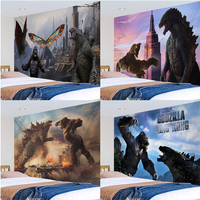 Godzillas VS KingKongs Tapestry Anime Dinosaur Orangutan Wall Hanging Valance Backdrop Home Room Bohemian Decor Gift Hot Sales