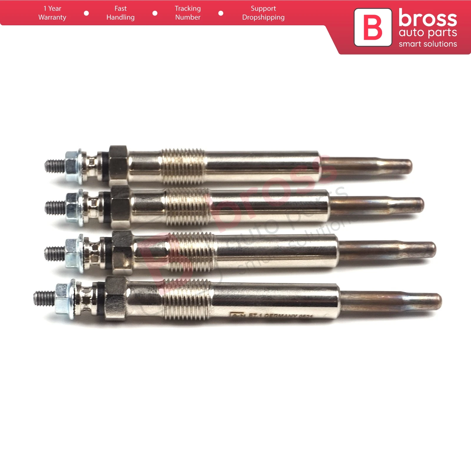 Bross Auto Parts BGP28-1 4 Pcs Heater Glow Plugs GX96, XS4U6M090AB, GN993 for Ford 1.8 Fast Shipment Ship From Turkey