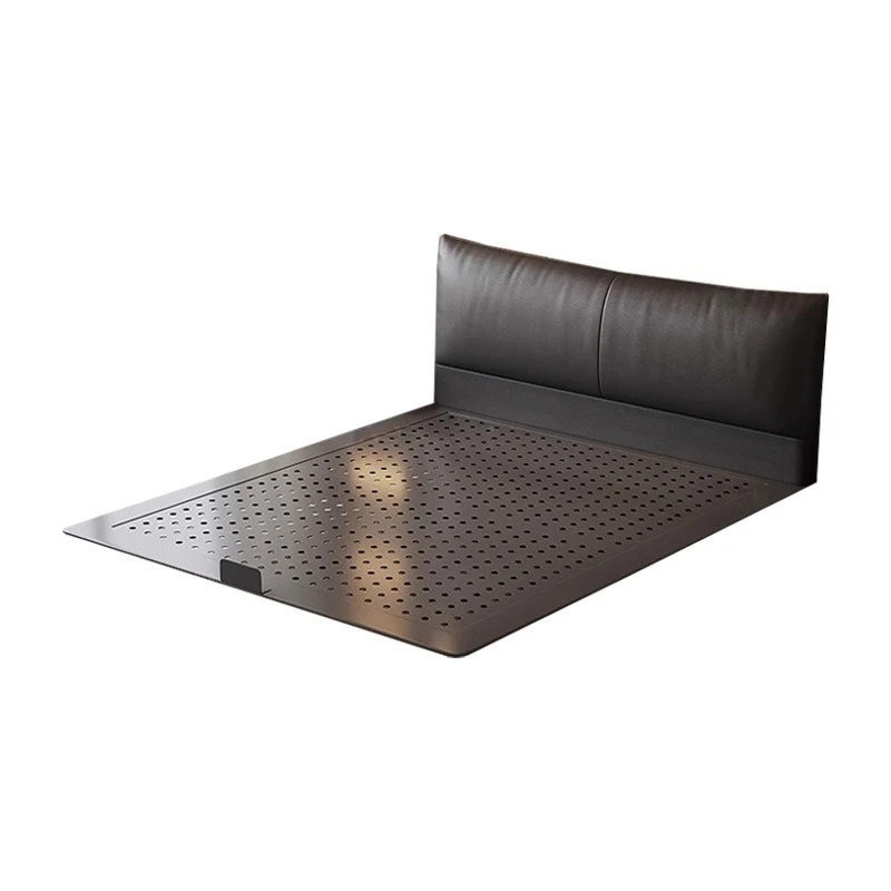 

Carbon steel suspension bed, Italian minimalist leather bed