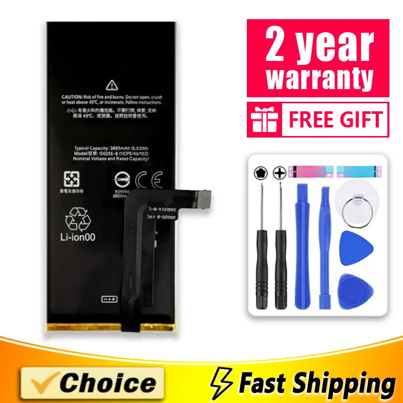 

1Pc 3885mAh Battery G025E-B For HTC Google Pixel 4A 5G,Brand New Replacement Phone Lithium Battery+Tool