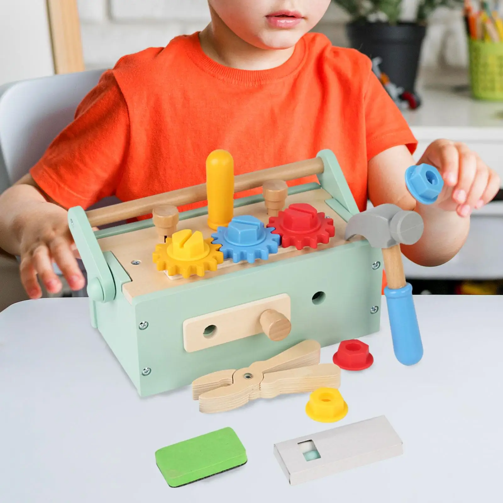 Wooden Play Tool Creative Pretend Play Birthday Gift Wooden Tool Bench Toy