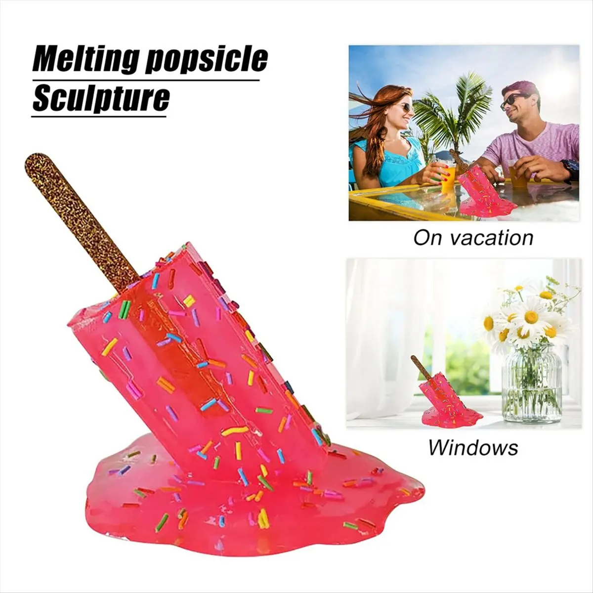 A20I Melting Sculpture, Melting Ice Cream Resin Ornaments, Summer Cool Lollipop Crafts, Summer Beach Cool,B - view 3