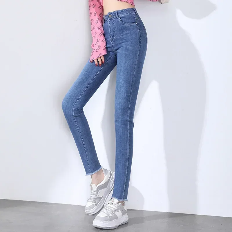 2024 New Woman Denim Pencil Pants Fashion Cotton Stretch Jeans High Waist Pants Women High Waist Jeans