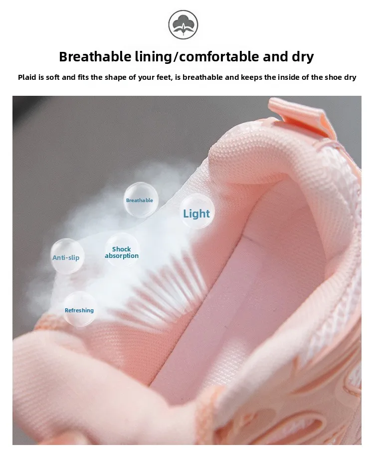 Kinder Mädchen Schule Weiße Freizeitschuhe Einfarbige Mesh-Sportschuhe für Kleinkinder Modische Leichte Kinder-Laufschuhe – Detail 5