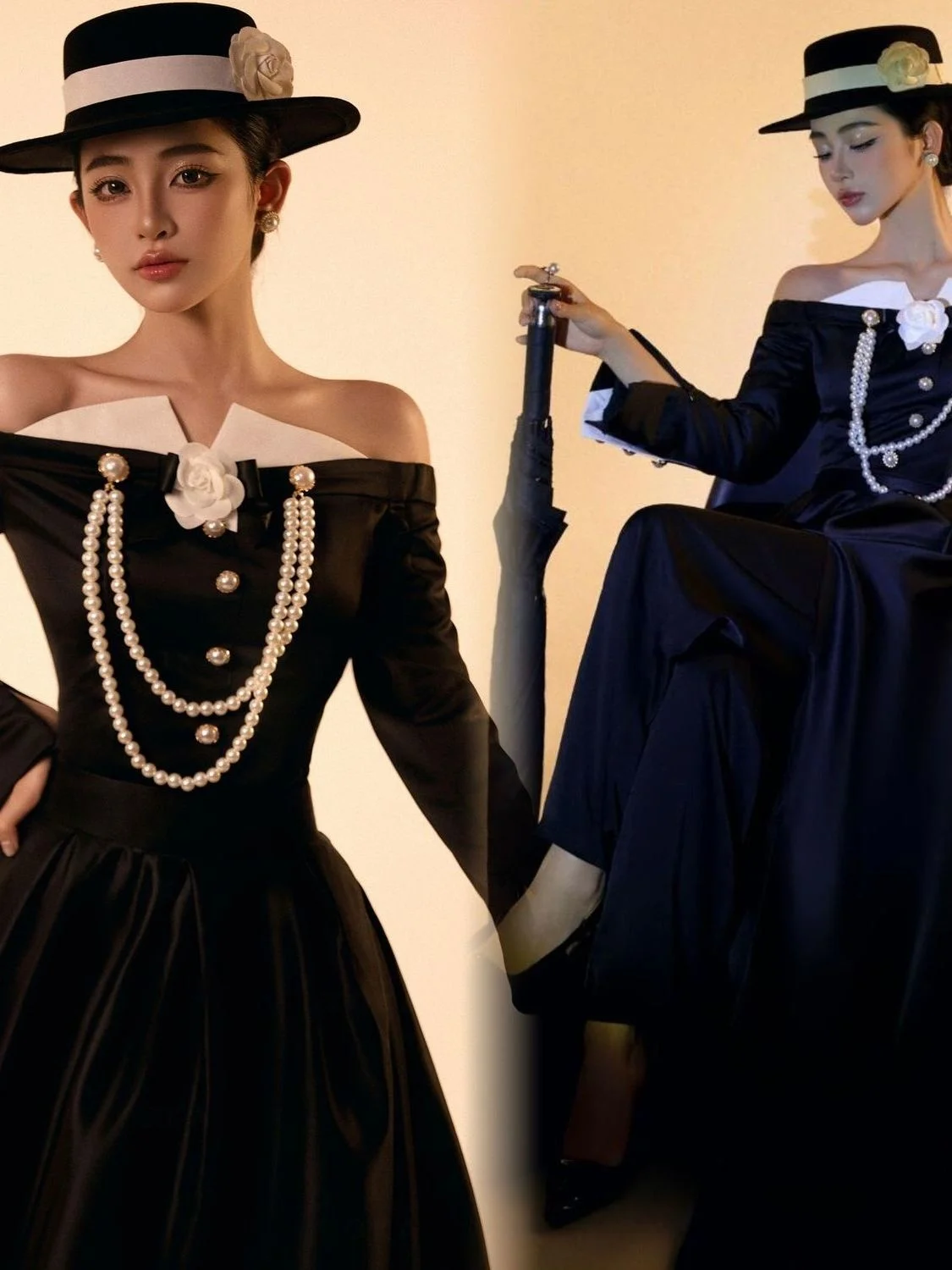 

Black Hepburn Vintage Wedding Dress Photography Costume Stage Performance Traditional Chinese Ethnic Women's Fashion Dress