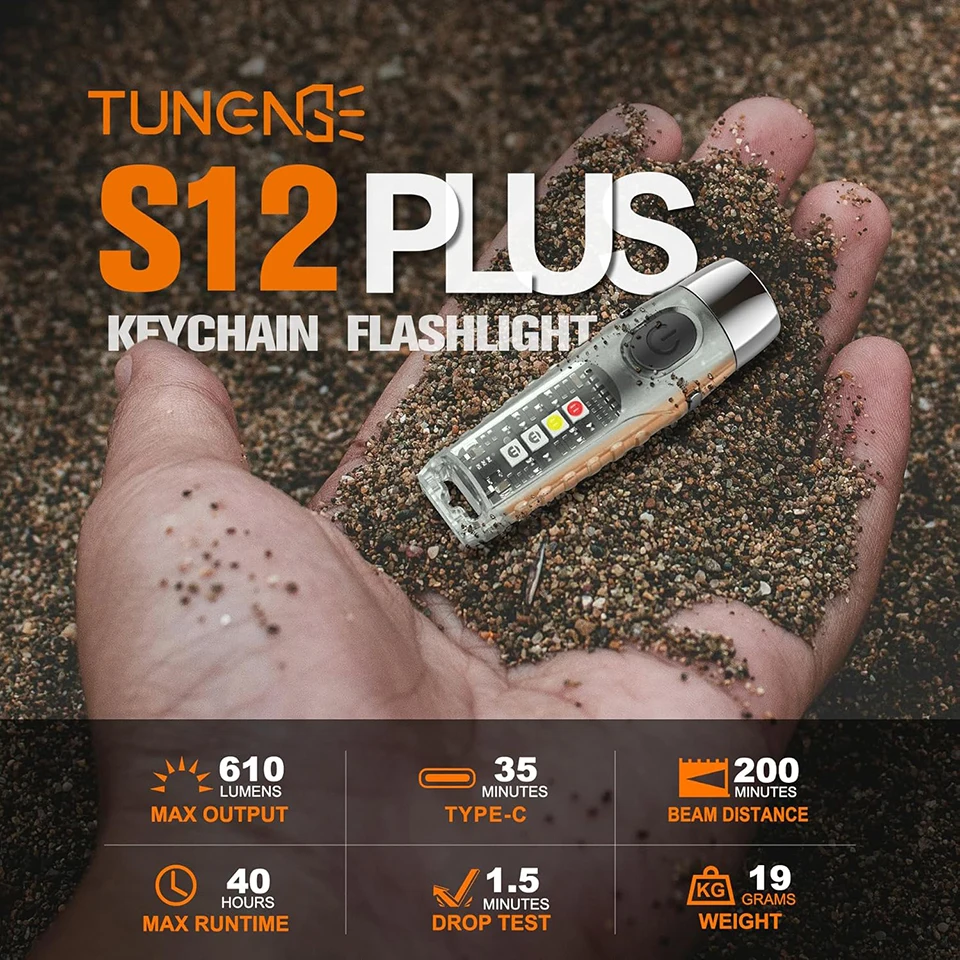 

TUNENGE S12 plus 600LM Мини Портативный Яркий Фонарик USB Перезаряжаемый IP66 Водонепроницаемый Фонарик Аварийное Освещение Уличная Лампа