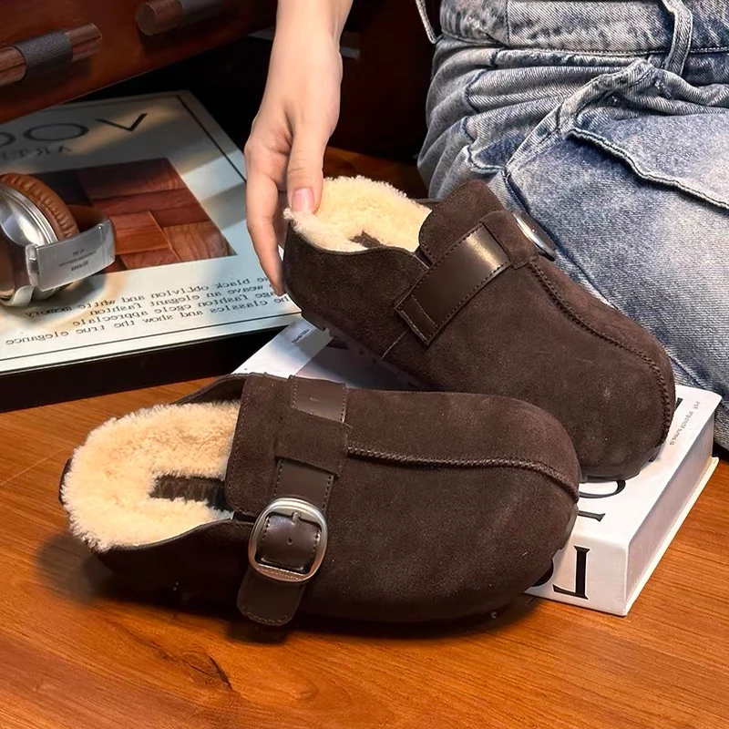 Zapatillas mullidas para mujer, zapatos planos con plataforma, sandalias cortas de felpa para invierno, zapatos deportivos de tendencia 2021, zapatillas informales, chanclas