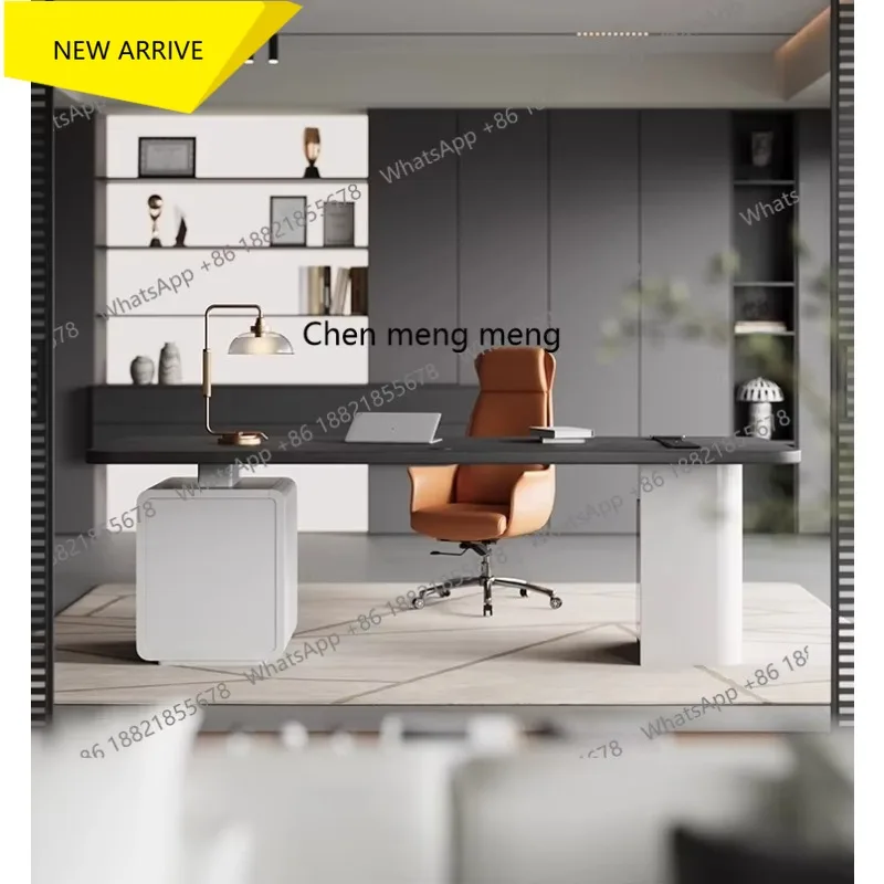 M138 Jizhen Light Luxury High-End Solid Wood Single Office Desk Small Young Boss Desk Computer Desk Desktop Can Place Mainframe