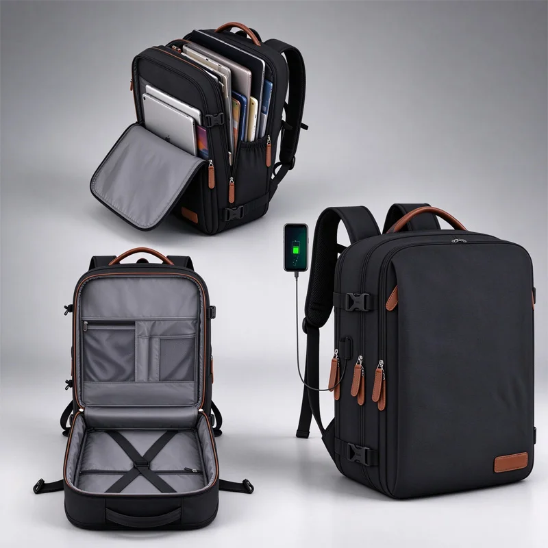 Weekender Laptop Backpack for Men Women, Waterproof Travel Bag with USB Charging & Dry Wet Separation