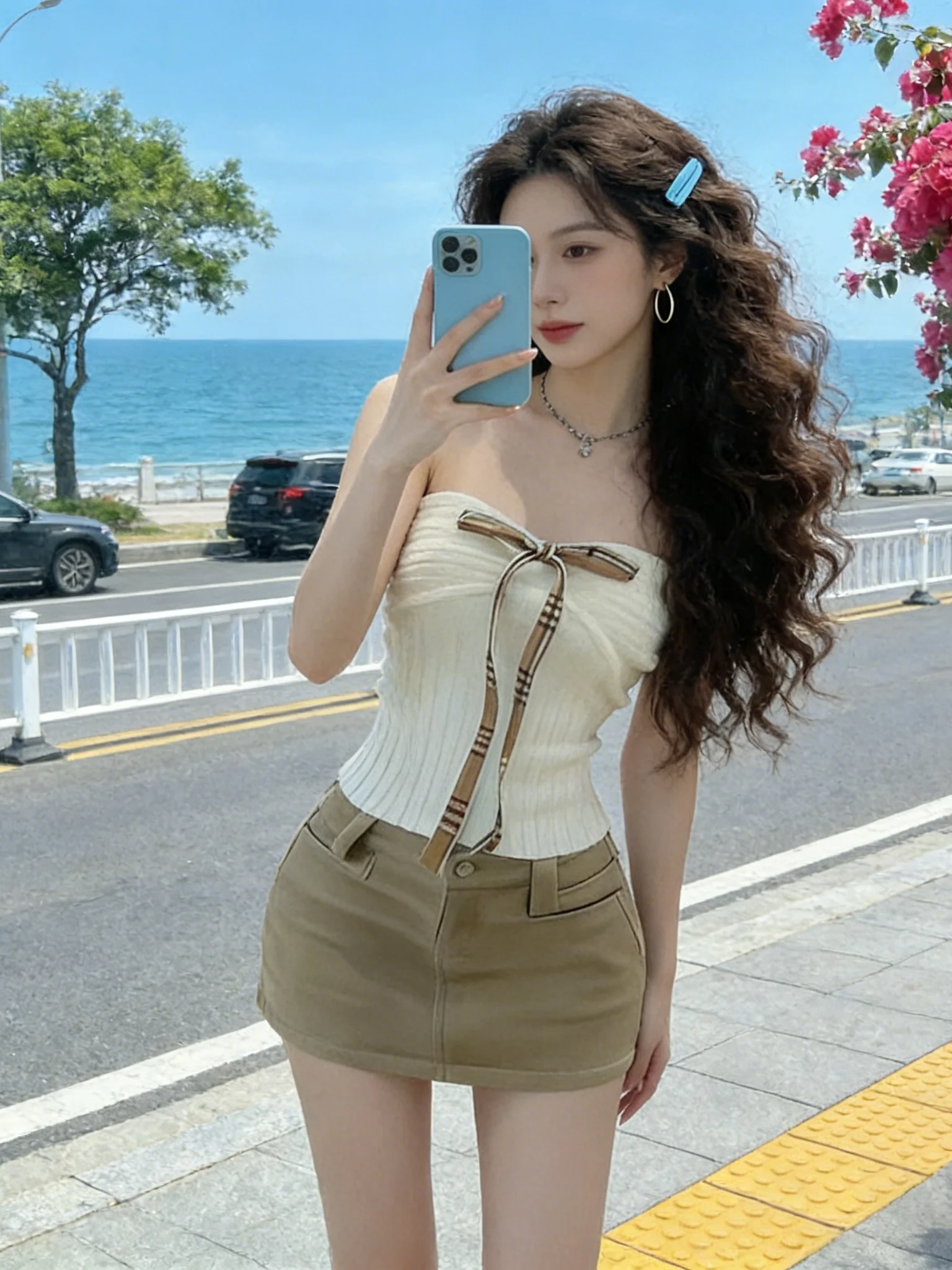 

Летний новый стиль: вязаный топ-бандо с узлом и юбка — комплект из двух предметов. Модный женский костюм для создания теплого и стильного образа.