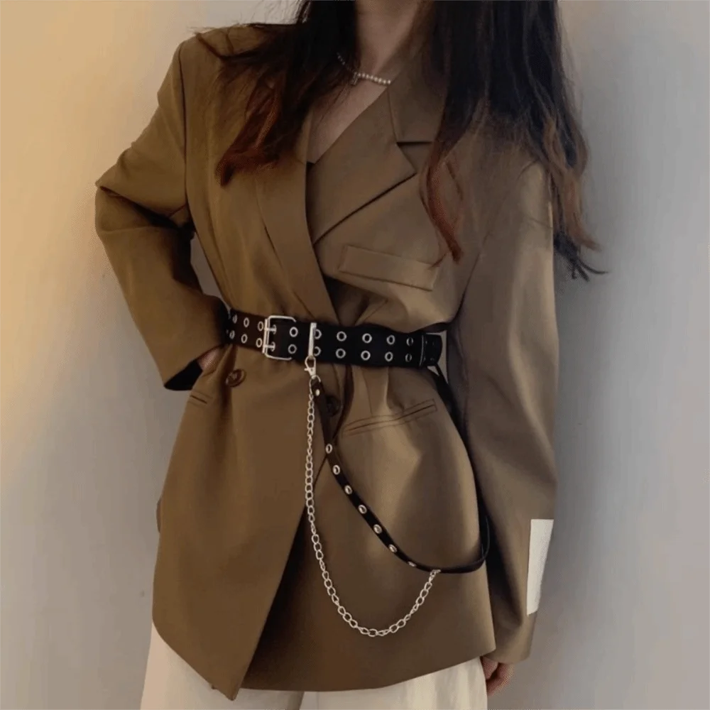 

Personality JK Women Waist Belt Punk Hip Hop PU Leather Belt Shoulder Strap Chain Skirt Belt Women