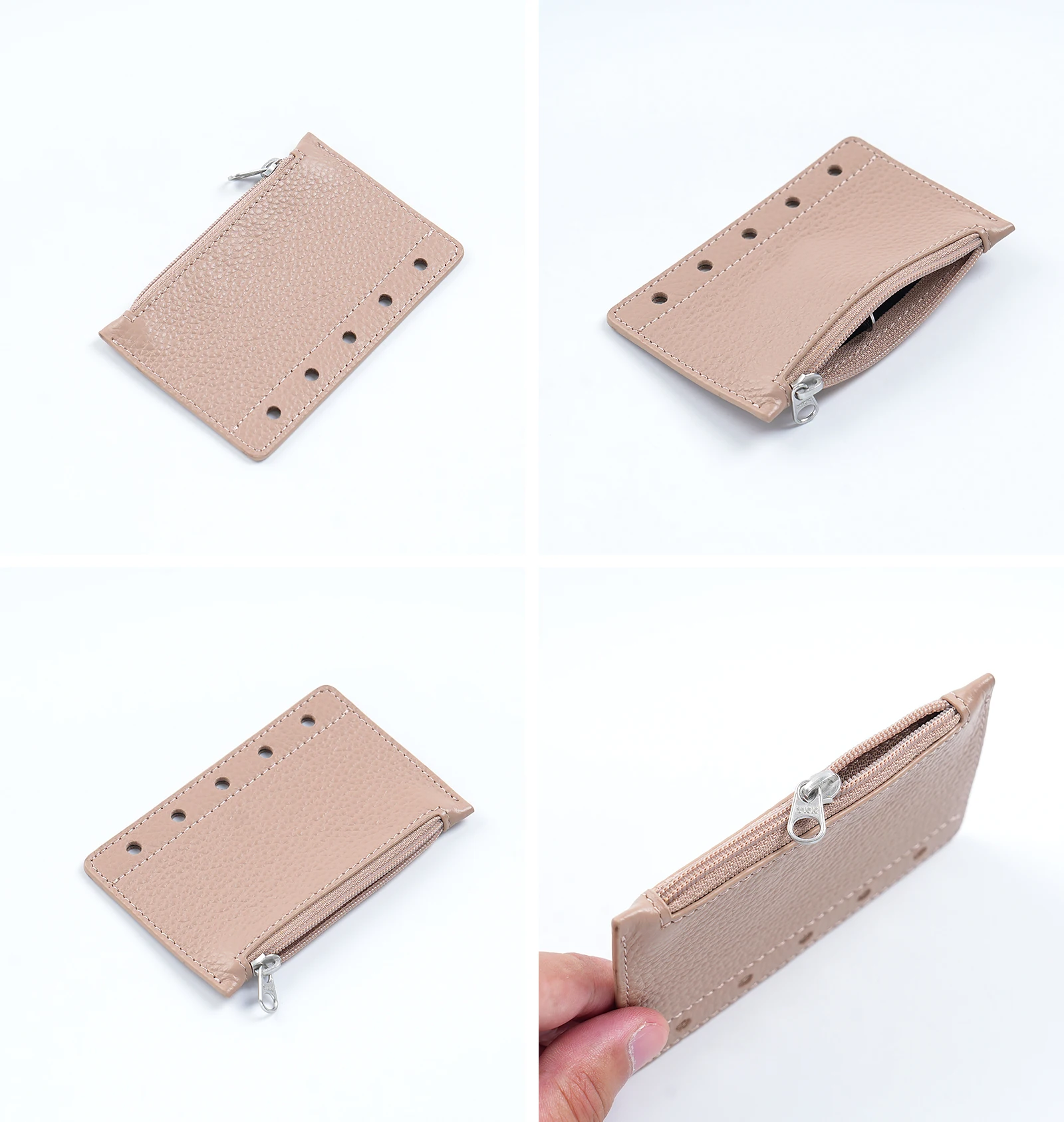 Moterm Zipper Flyleaf for A8 Size Ring Planner Genuine Pebbled Grain Leather Divider Coin Storage Bag Notebook Accessory