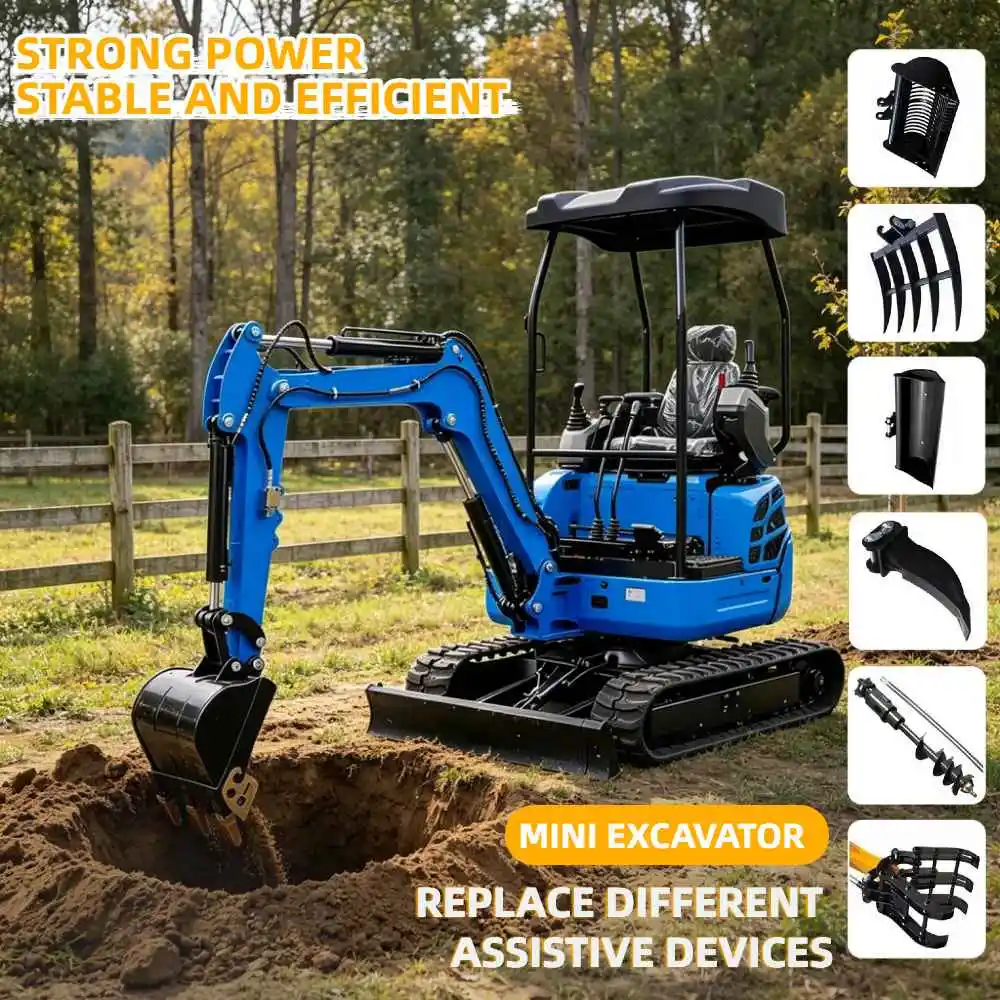 

0.8Ton-1.5Ton Crawler Excavator Kubota Engine Diesel Backhoe Multifunctional Adjustable Trenching Crop Tool Fast Delivery