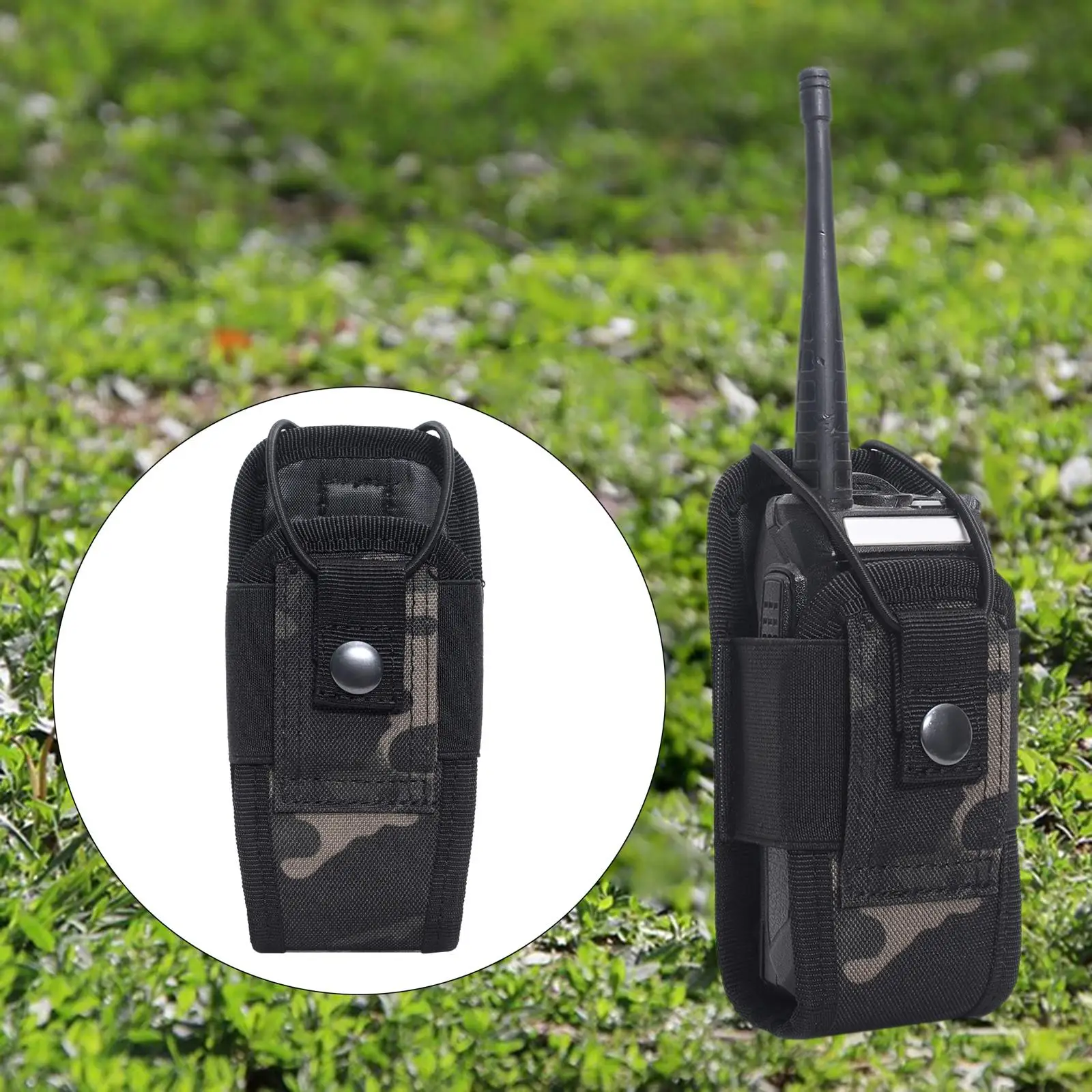 2xMolle ラジオ トランシーバー ホルダー バッグ マガジン ポーチ ホルスター ケース ブラック カモフラージュ