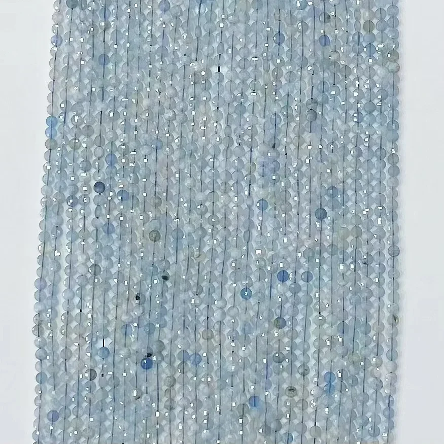 

Natural Aquamarine Facted Coin 38cm Loose Beads for Jewerly Making Design Fashion Stone Diy Bracelet Woman Necklace or Gift