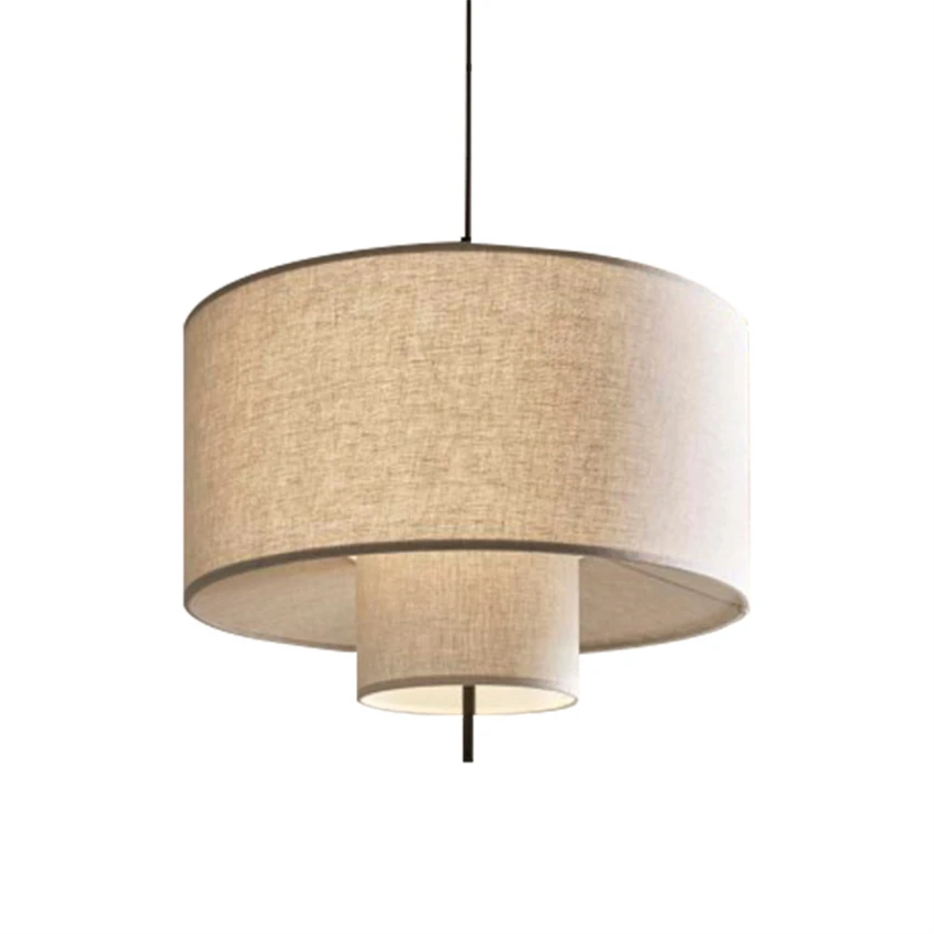 Silence wind linen ring pendant lights modern Chinese style living room bedroom dining room hotel fabric hanging lamps lighting