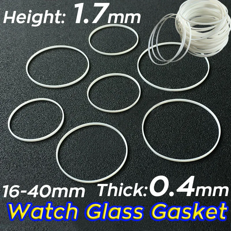 1.7mm Height 0.4mm Thick I Ring Watch Crystal Gasket 16mm to 40mm Inner Diameter Waterproof Sealing Ring For Front Watch Glass