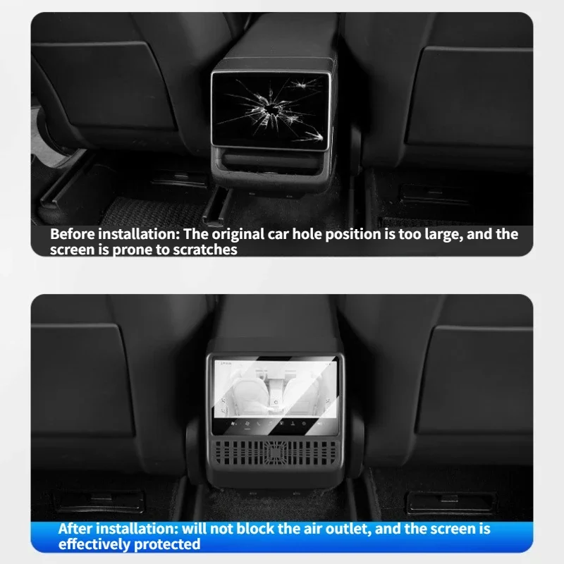 Film trempé pour écran arrière, couvercle de protection pour Tesla modèle Y Juniper modèle 3 Highland 2025, couvercle de ventilation arrière, accessoires de voiture