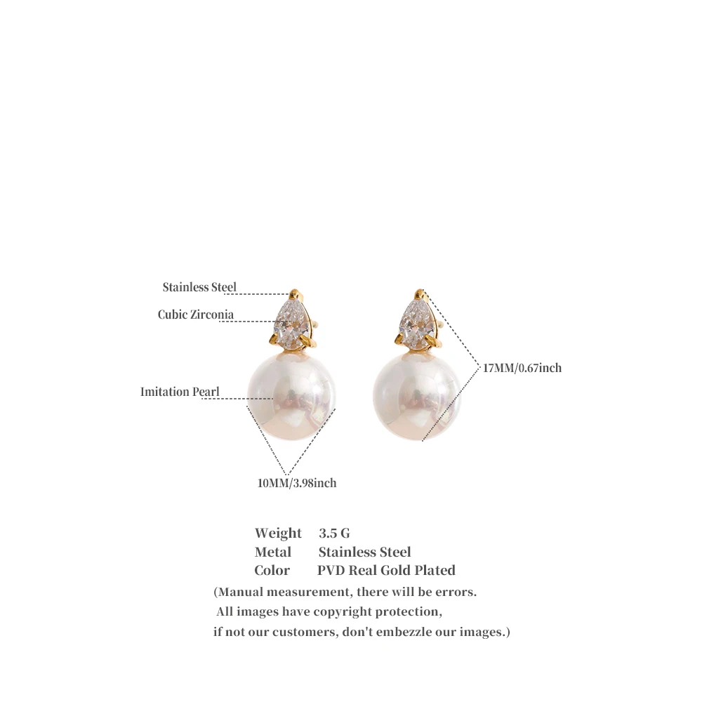 Yhpup Ohrstecker aus Edelstahl mit Bling-Zirkonia, künstlichen Perlen, rund, für Damen, beliebter, exquisiter koreanischer Modeschmuck – Detail 1
