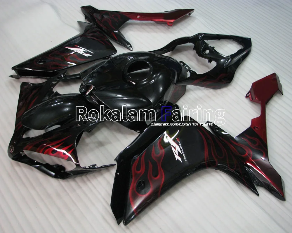 Red Flame Fairing For Yamaha YZF R1 2007 2008 YZF-R1 07 08 YZF1000  Motorbike Bodywork Kit Cowling (Injection molding)
