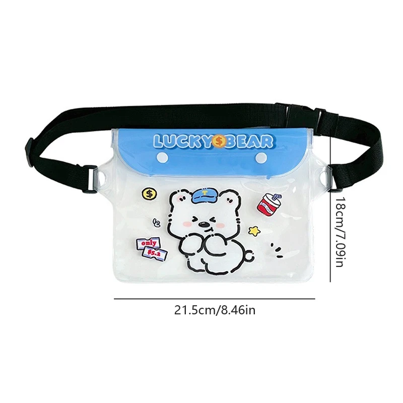 Cartoon Mobile Phone Waterproof Waist Bag Cosmetic Storage Pouch Touch Screen Transparent Travel Diving Bag Underwater Dry Bag