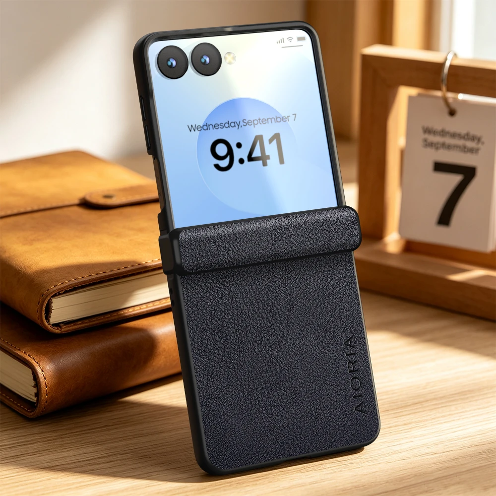Case for Samsung Galaxy Z Flip 8 ZFlip8 Vegan Faux Lychee Pebbled Leather Hinge Protection Cover Funda for Samsung Z Flip 8 Case
