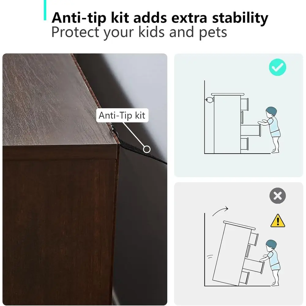 DAFIFY 5段引き出し付きモダン木製チェスト 寝室、廊下、リビングルーム用、高さ47インチ