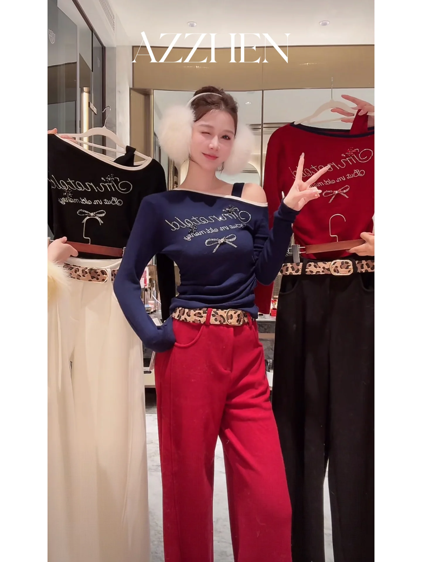 

Универсальные шерстяные брюки AZZHEN с завышенной талией, широкими штанинами, леопардовым принтом и поясом, повседневные, длинные, для женщин