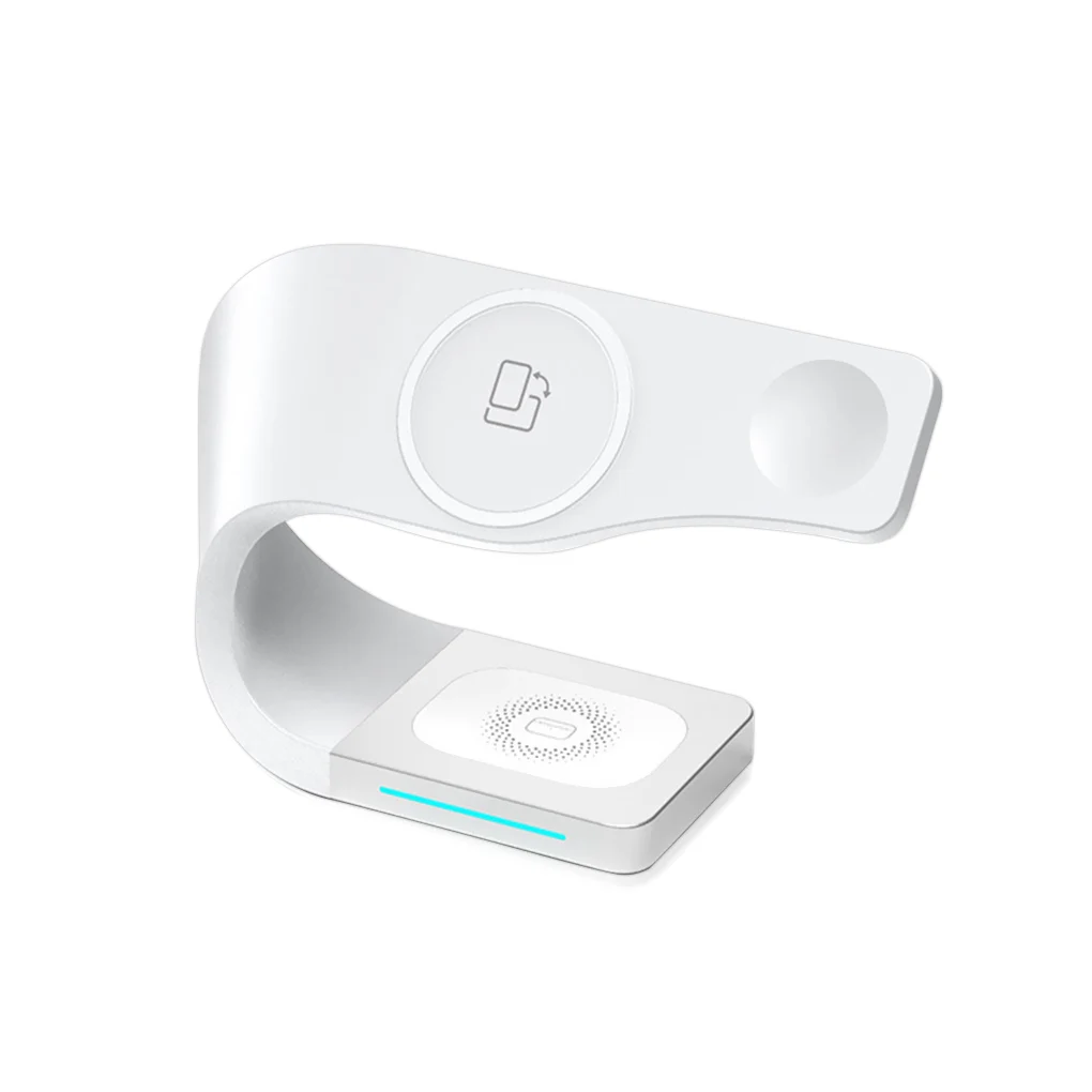 15w電話充電器ワイヤレス充電ステーション4-in-1卓上スマートフォンホルダーイヤホンケーススタンド（家庭寮用）
