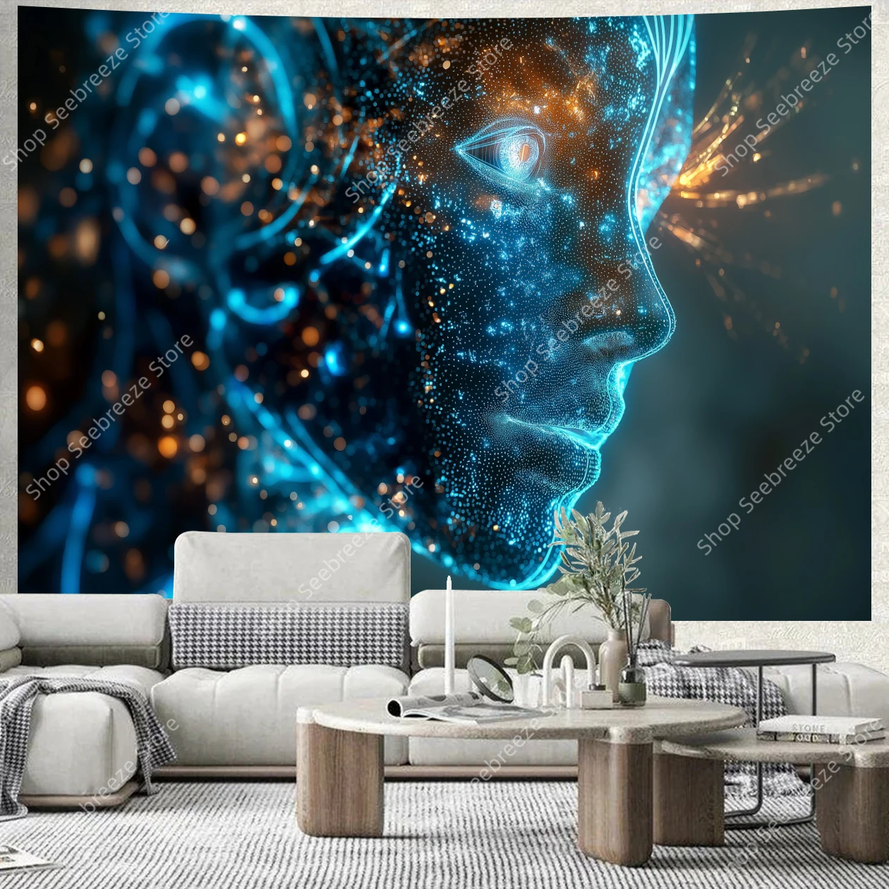 Cyberpunk Circuit Board Tapest - Tech Office Wall Art review and price