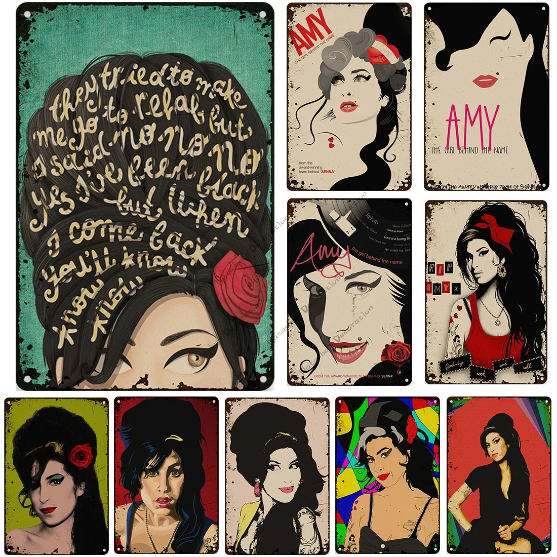 

Amy Winehouse Metal Tin Sign Singer Metal Signs Home Bar Wall Decoration Club Metal Plaque Classic Plate Vintage Poster