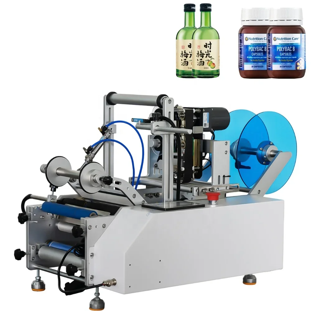 

Semi-Automatic Self-Adhesive Label Packaging Labeling Machine Round Wine Pet Bottles and Cans Sticker Labeling Stamping Machine