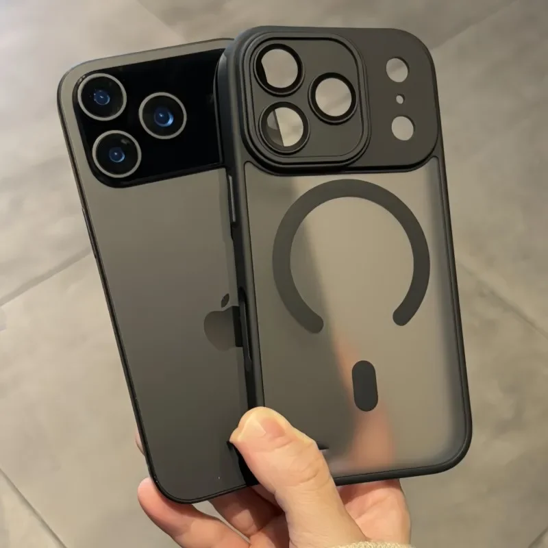 حافظة فاخرة مضادة للصدمات لهاتف آيفون 17 Air 16 15 14 Plus 13 12 11 17 Pro غطاء مغناطيسي لاسلكي شفاف غير لامع