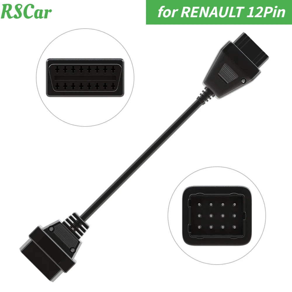 NEW for RENAULT 12Pin Male To OBD OBD2 OBDII DLC 16 Pin 16Pin Female for Renault 12pin Cable Female Connector Adapter OBD2 Line