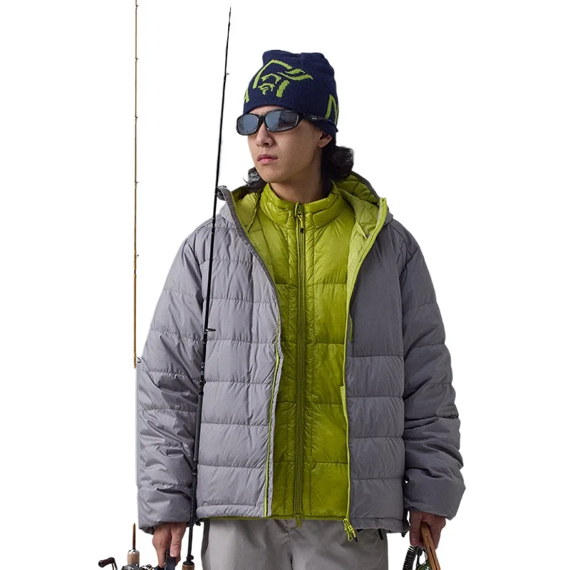 سترة بغطاء للرأس ممتازة: 90% من ريش البط الأبيض، مقاومة للماء وخفيفة الوزن للرياضات الخارجية